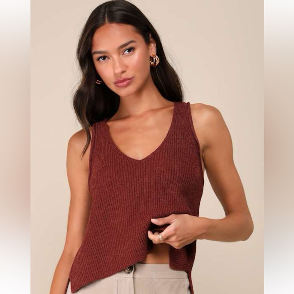 Lulus Perfect Potential Rust Brown V-Neck Sweater
Tank Top